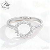 HMJ Ring Lab Grown Diamond 18K 14K 10K Gold Silver Band Sunflower Halo jewelry for Men Women No Fade Dazzling Fire Vintage