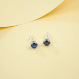 Round Colored Gemstones Earrings with Ruby Sapphire Colombia Padparadscha Paraiba S925 Four-claw Six-claw Design Fishion Gift