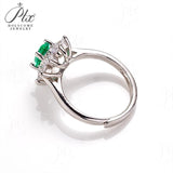 Sunflower Oval Shape Lab Created Emerald 1CT Solitaire Adjustable Ring