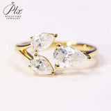 Total 2CT Moissanite Custom Ring Three-Pear Cut D/VVS1 Clarity S925 Silver Sparkling Exquisite Engagement Christmas Gift