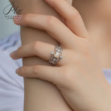 Vintage Asscher Cut Champagne Moissanite Ring Women Only Gifts For Festivals And Anniversaries