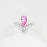 Crown Ring 5X8mm Pear Lab Grown Ruby Sapphire Zambian Padparadscha 925 Silver Ring for Women Man Engagement Christmas Party Gift