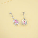 Water Drop Shaped Earrings Lab Grown Gemstone with Ruby Sapphire Padparadscha 925 Silver Earring for Women Girls Hypoallergenic