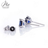 925 Sterling Silver  Lab Grown Gemstone Round Four-Claw Earrings ruby sapphire Emerald Anniversary Collection