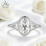 Oval Ring with 2.5CT D Color Moissanite Diamond 10k 14k Gold Plated 925 Silver for Women Man Engagement Wedding Party Jewely