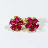 Flower-Shaped Earring Jewelry with Moissanite/Sapphire/Ruby 925 Sterling Silver Plated Screwback Earrings for Women