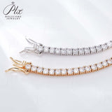Four-Claw Tennis Bracelet With 5mm Round Moissanite Diamonds 925 Silver Plated With White Gold Daily Jewelry For Women Christmas & Anniversary Gift Allergy