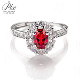 Oval Cut Lab Ruby 1CT Adjustable Floral Halo Half Eternity Ring
