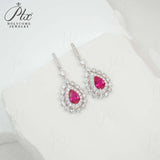 Water Drop Shaped Earrings Lab Grown Gemstone with Ruby Sapphire Padparadscha 925 Silver Earring for Women Girls Hypoallergenic