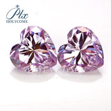 Multicolor Heart Cut Moissanite - Garnet Red Light Purple Sakura Pink Plated Iridescent Gem for Anniversary Jewelry