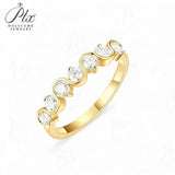 Diamond Eternity Ring with 0.7CT D Color Round Moissanite 10k 14k 18K Gold Plated 925 Silver for Women Wedding Engagement Jewely