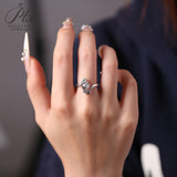 Engagement Ring Salt and Pepper Moissanite Diamond Pear Cut 925 Sterling Silver Plated with 18k Gold Wedding Jewelry Vintage