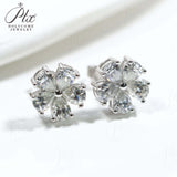 Flower-Shaped Earring Jewelry with Moissanite/Sapphire/Ruby 925 Sterling Silver Plated Screwback Earrings for Women