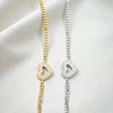 Heart Bracelet with 2mm Round Moissanite Diamond 925 Silver Plated White Yellow Gold Women's Daily Fishion Jewely Gift Favorite