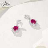 0.8-7CT Oval Cut Ruby/Sapphire/Colombian Emerald Earrings Lab-Grown Gemstone Jewelry Gift for Christmas Easter Hypoallergenic