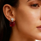 Lab-Grown Gemstone Earrings with D Color Moissanite 925 Silver Chubby Rectangular Anniversary Gift Hypoallergenic