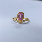 Crown Ring 5X8mm Pear Lab Grown Ruby Sapphire Zambian Padparadscha 925 Silver Ring for Women Man Engagement Christmas Party Gift