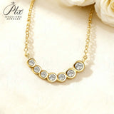 Seven-Round Bezel-Set Necklace with D Color Round Moissanite S925 Plated White Yellow Rose Gold Chain Engagement Chrisrmas Daily