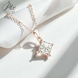 Princess Cut Classic Necklace 1/2/3CT D Color Moissanite S925 Plated White Yellow Rose Gold Chain for Engagement Chrisrmas Charm