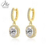 Total 4ct Green Oval Moissanite Drop Earrings with Certificate Passed Diamond Test Women 's Jewelry Christmas Gift S925 Silver