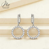 Hoop Earrings 2.6CT D White/Black/Champagne/Vivid blue Round Moissanite S925 Silver Plated for Fishion Party Gift Hypoallergenic