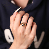 Engagement Ring Salt and Pepper Moissanite Diamond Pear Cut 925 Sterling Silver Plated with 18k Gold Wedding Jewelry Vintage