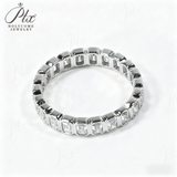 Moissanite Ring Full Eternity Engagement Ring Emerald Cut 18K 14K Gold Silver Band Wedding Band jewelry for Women Bezel Set