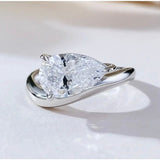 S925 Ring With 3CT Pear Shaped Moissanite D Color/Ruby/Sapphire/Colombian Emerald /Zambian Emerald VVS1 Clarity Customized For Banquet & Festival Gifts