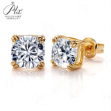 Classic Double Four Prong Round Moissanite Stud Earrings Women Only Gifts For Festivals And Anniversaries