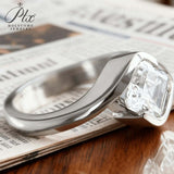 Asscher Cut Moissanite Ring 1-3ct White Gold Yellow Gold Art Deco Style Engagement Ring Wedding Gift for Women