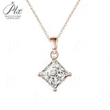 Princess Cut Classic Necklace 1/2/3CT D Color Moissanite S925 Plated White Yellow Rose Gold Chain for Engagement Chrisrmas Charm