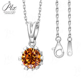 Moissanite Necklace Snowflake Pendant Multicolor Round Cut 925 Sterling Silver 1ct  For Women Wedding Bridal Fine Jewelry Charms