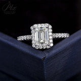Emerald Cut Half-Eternity Halo Moissanite Ring Women Only Gifts For Festivals And Anniversaries