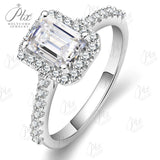 Customised Light Vivid Blue Round Cut 1CT Moissanite 925 Sterling Silver Halo Half-Eternity Ring