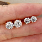 Classical Style 4 Claws Setting Round Brilliant Cut Moissanite Ear Studs D Color Moissanite Ear Jewelry