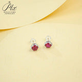 Round Colored Gemstones Earrings with Ruby Sapphire Colombia Padparadscha Paraiba S925 Four-claw Six-claw Design Fishion Gift