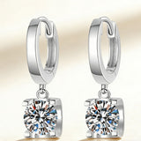 Hoop Bullhead Moissanite Earrings with 1-2CT D Color Round Moissanite S925 Silver Plated for Fishion Party Gift Hypoallergenic