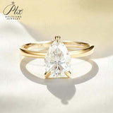 Moissanite Ring with 2CT D Color VVS1 Pear Moissanite S925 10k 14k 18k Plated White Yellow Rose Gold Daily Charm Party Jewely