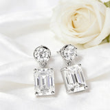 Moissanite Round Cut+Emerald Cut D White Earrings White Gold Yellow Gold Designer Studs Fine Jewelry Anniversary Wedding Gift