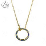 Circle Pendant Necklace 2CT D Color/Black/Champagne/Vivid Blue Round Moissanite S925 Plated Chain Perfect for Daily Party
