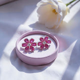 Customize Earring 4.3-6.3CT Ruby/Sapphire/Colombia/Padparadscha S925 Six Petals Pear Earrings for Women Girls Romantic Gift