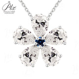 925 Sterling Silver 3EX Cut Pear Moissanite D Color Champagne VVS1 Five-petal Collarbone Necklace– Perfect for Daily Wear