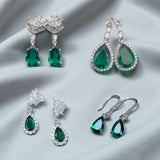 Lab Grown Gemstone Earrings 3.4-5.9CT Pear Ruby Sapphire Colombia Side Moisanite S925 Ear Studs Women Christmas Party Gift