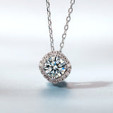 Moissanite Square-shaped Necklace Pendant Multicolor S925 Sterling Silver Gemstone Jewelry Women Wedding Anniversary Gift Party
