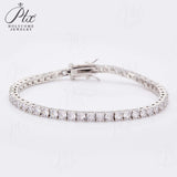 Four-Claw Tennis Bracelet With 5mm Round Moissanite Diamonds 925 Silver Plated With White Gold Daily Jewelry For Women Christmas & Anniversary Gift Allergy