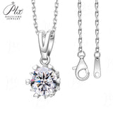 Moissanite Necklace Snowflake Pendant Multicolor Round Cut 925 Sterling Silver 1ct  For Women Wedding Bridal Fine Jewelry Charms