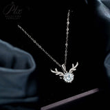 Elk Deer Shape S925 Sterling Silver 1CT Round  Moissanite Pendant Necklace