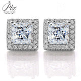 Princess Cut Moissanite Halo Stud Earrings Women Only Gifts For Festivals And Anniversaries