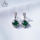 Lab Grown Gemstone Earrings 1.8-2.7CT Chubby Square Ruby Sapphire Colombia Side Moisanite S925 for Women Engagement Christmas