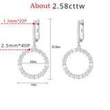 Hoop Earrings 2.6CT D White/Black/Champagne/Vivid blue Round Moissanite S925 Silver Plated for Fishion Party Gift Hypoallergenic